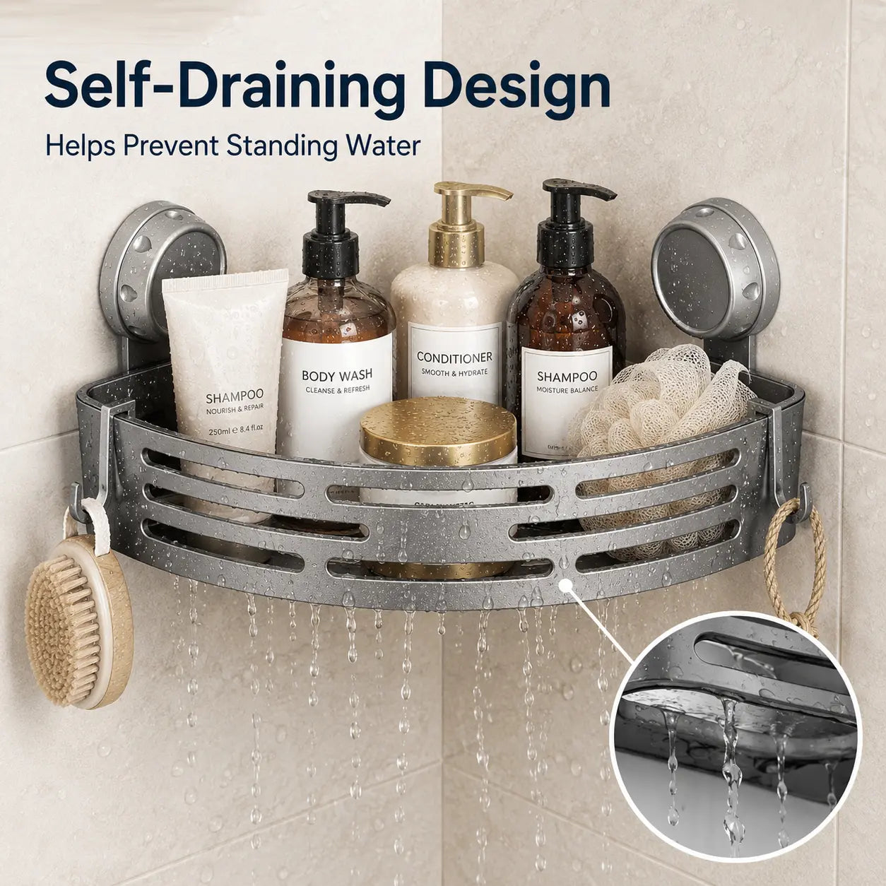 No-Drill Corner Shower Organizer