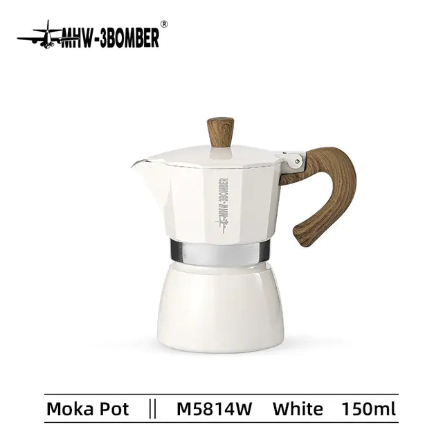 Vintage Wooden Handle Moka Pot for Coffee