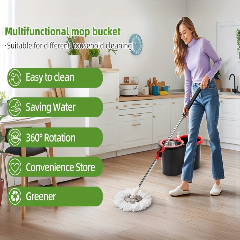 360° Spin Mop Bucket System with Adjustable Handle