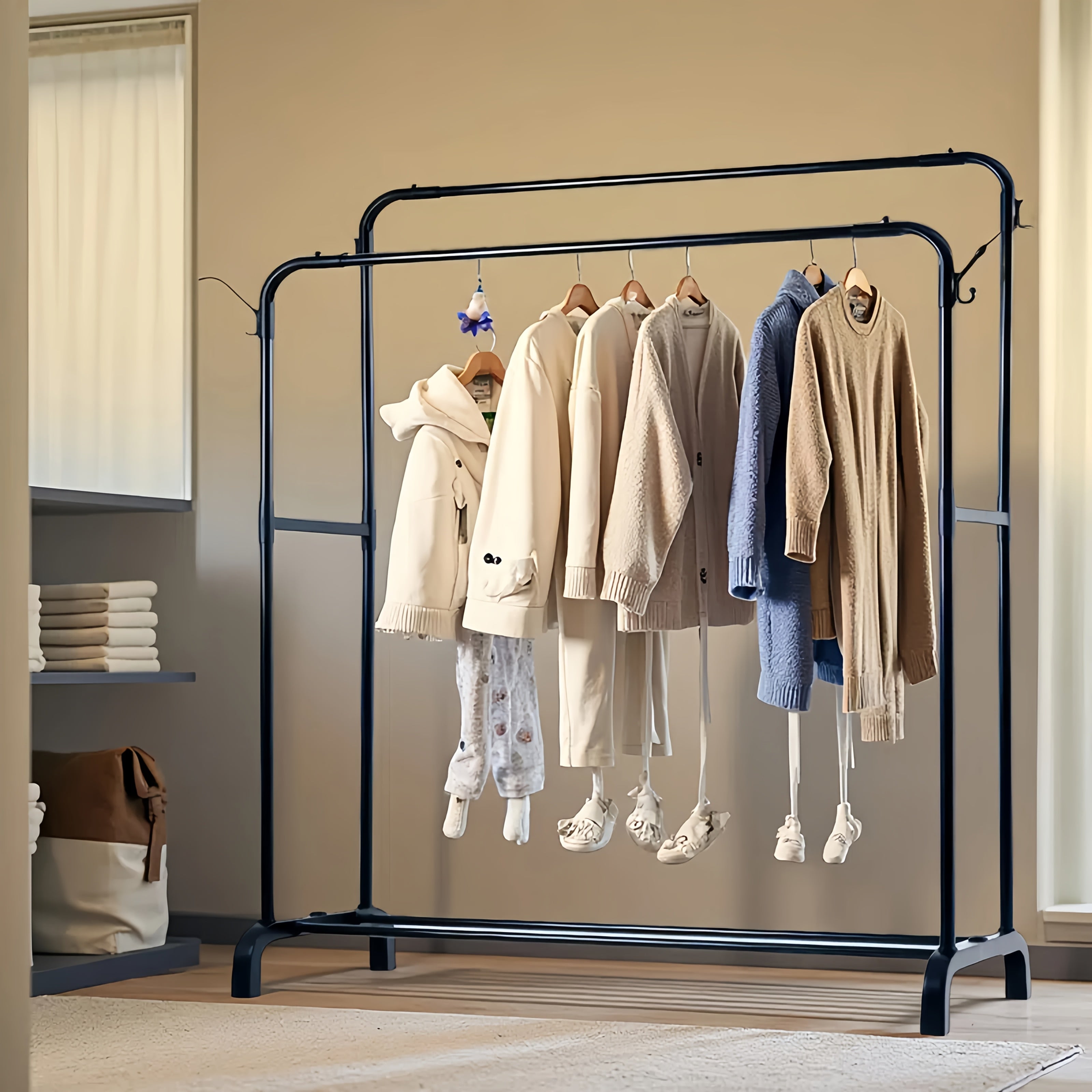 Metal Closet Rack with Durable Hangers