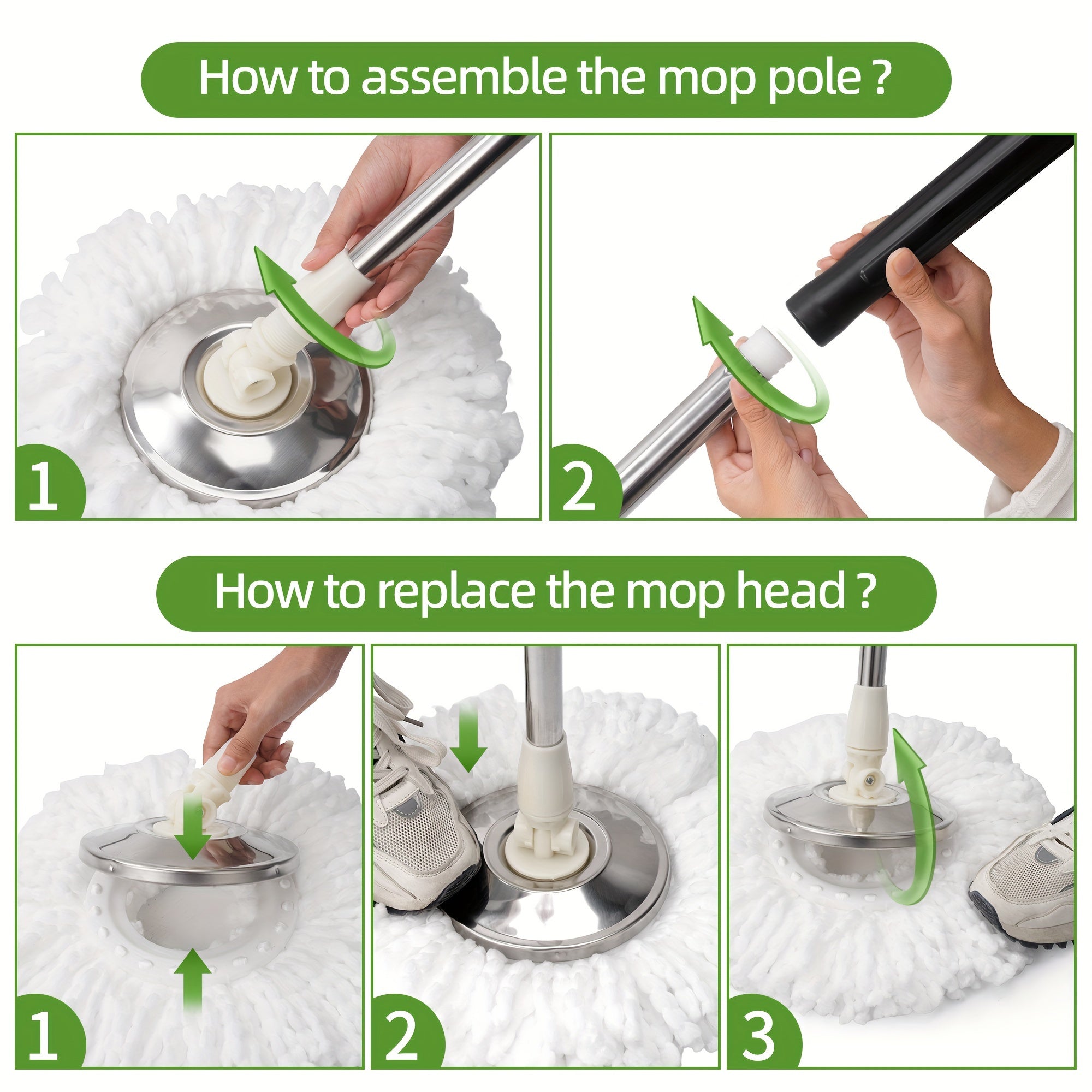360° Spin Mop Bucket System with Adjustable Handle