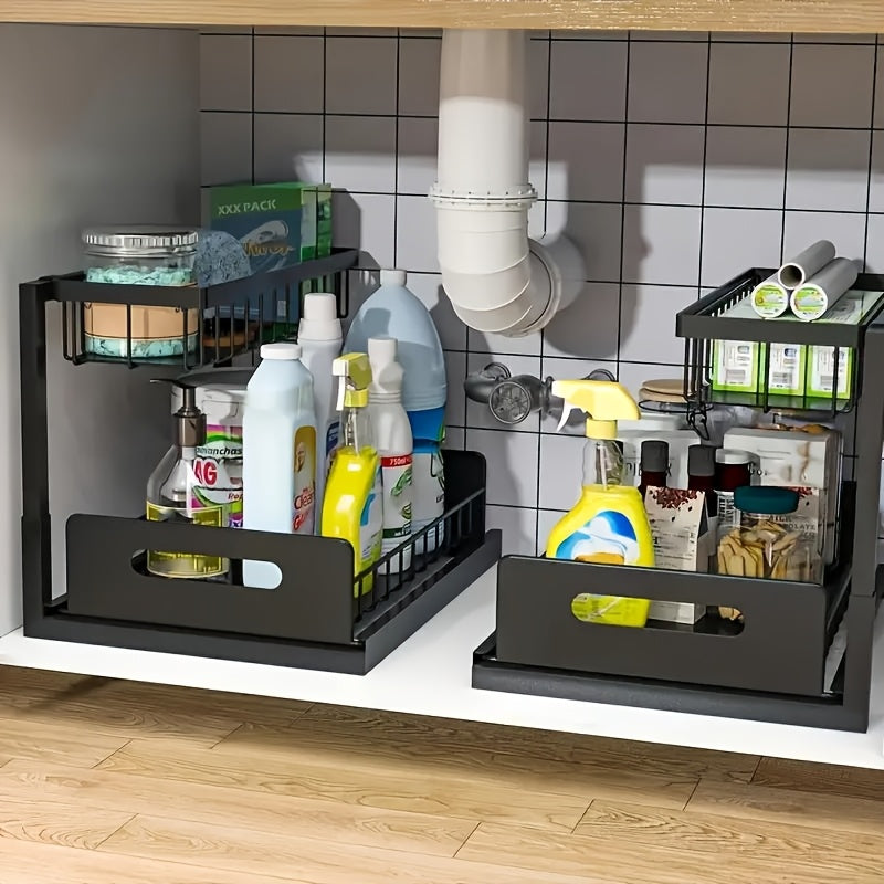 Double Layer Sliding Kitchen Sink Organizer