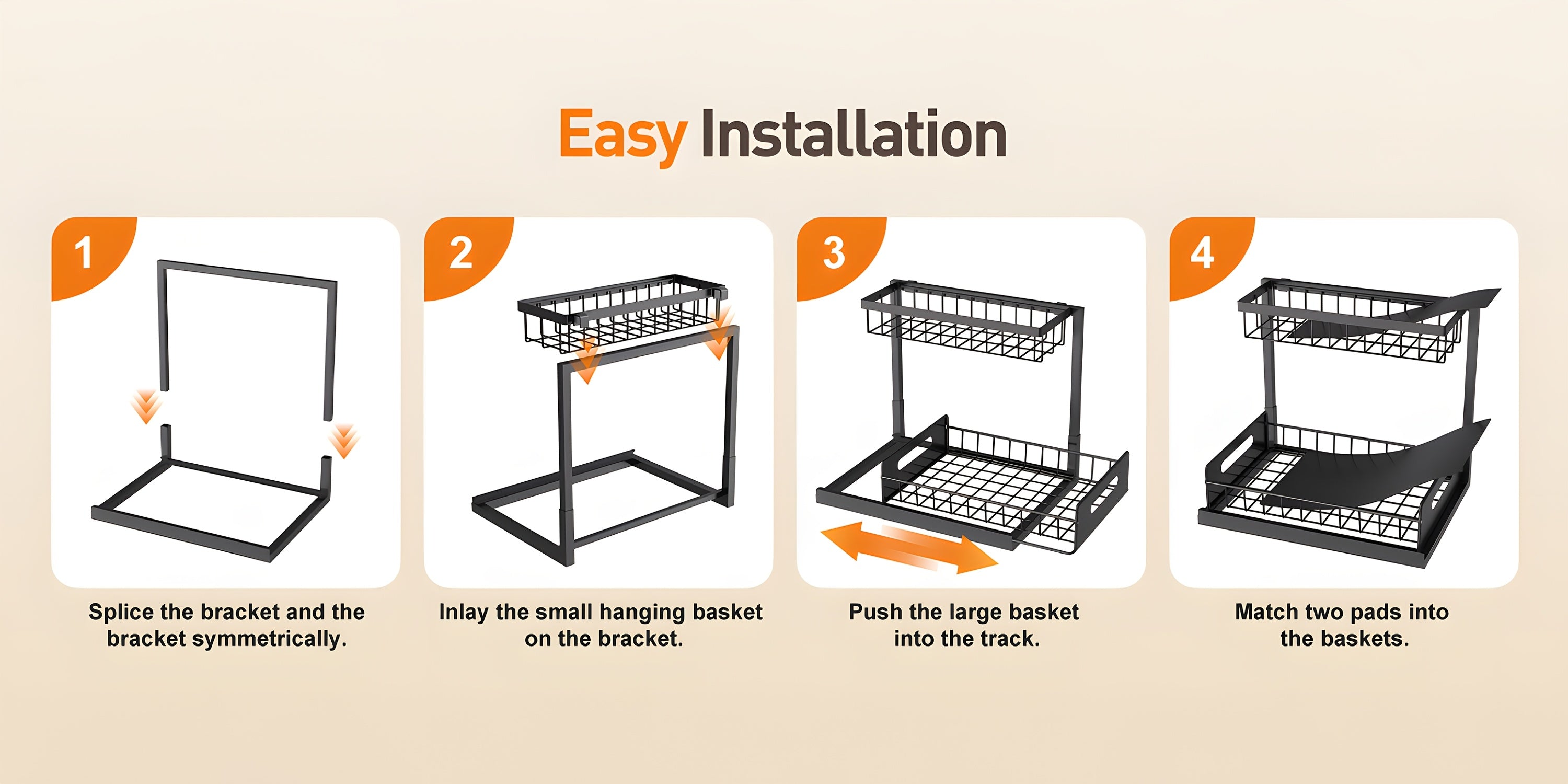 Double Layer Sliding Kitchen Sink Organizer