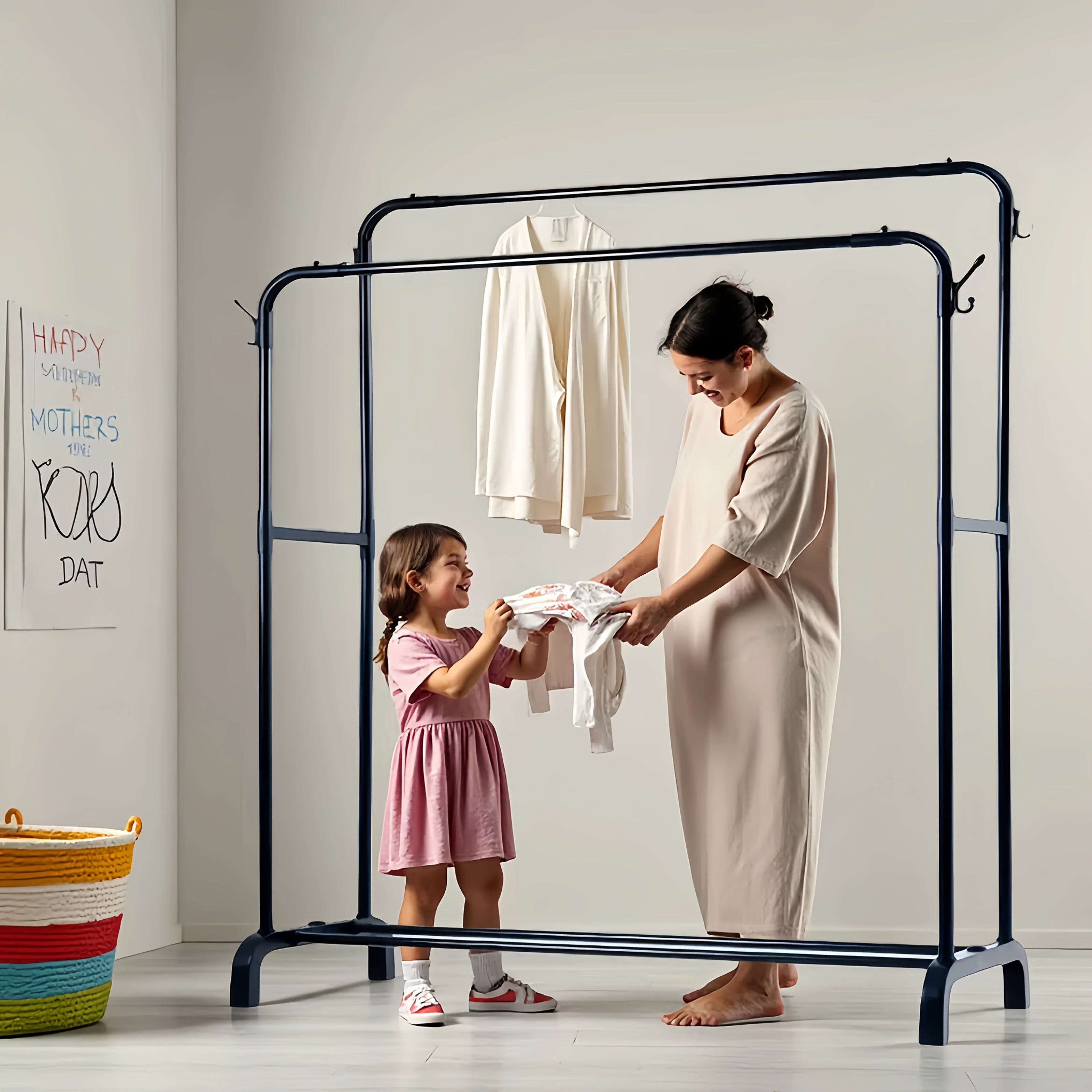 Metal Closet Rack with Durable Hangers