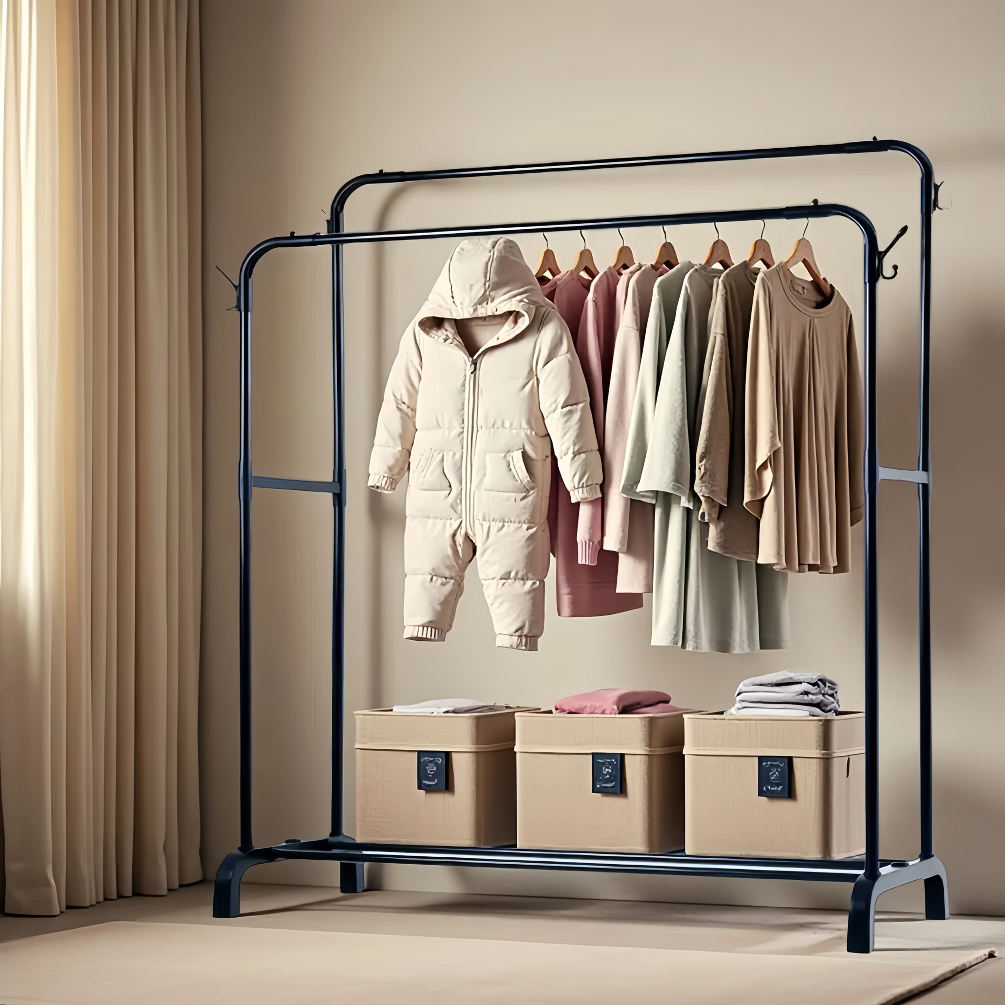 Metal Closet Rack with Durable Hangers
