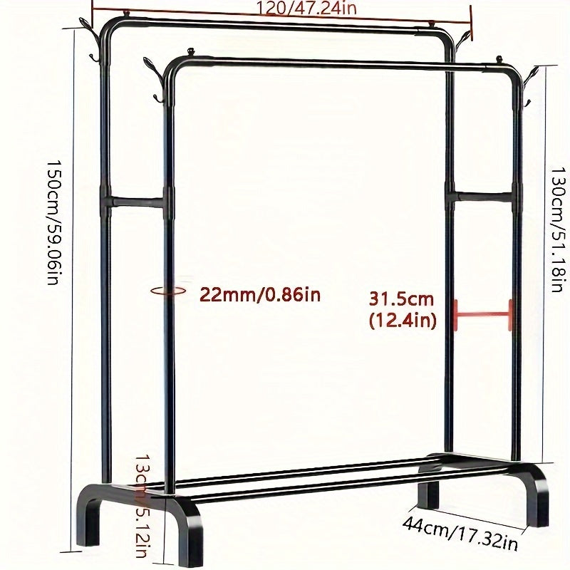 Metal Closet Rack with Durable Hangers