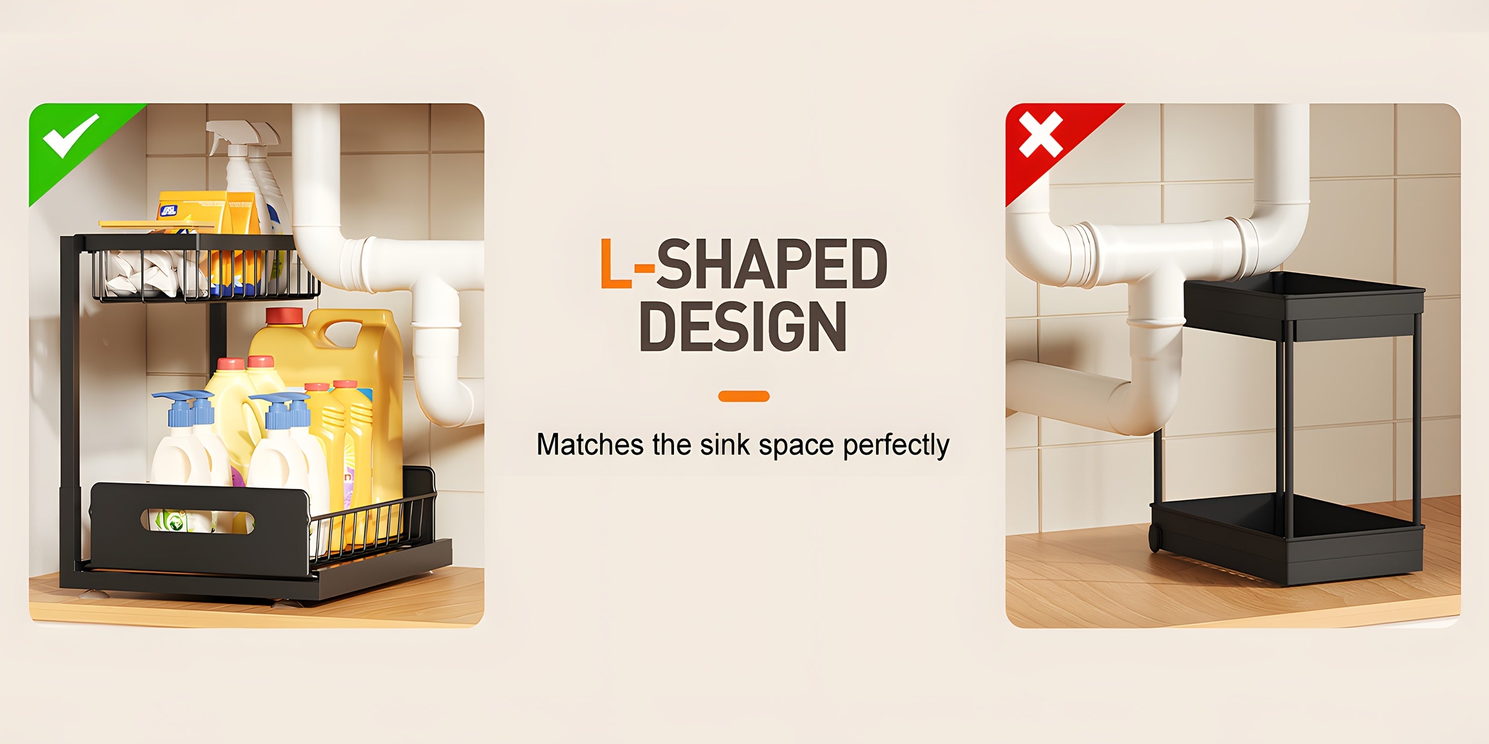 Double Layer Sliding Kitchen Sink Organizer