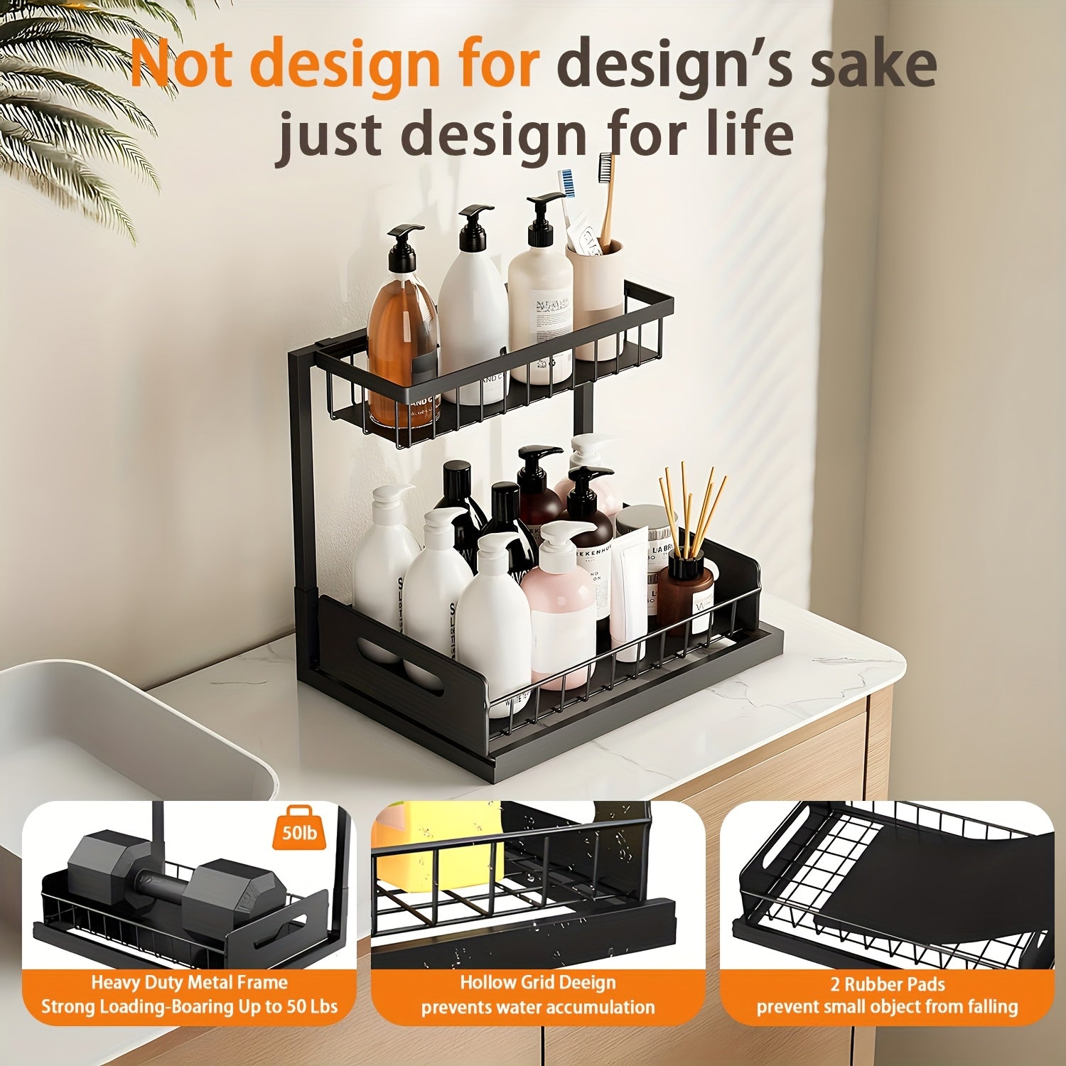 Double Layer Sliding Kitchen Sink Organizer