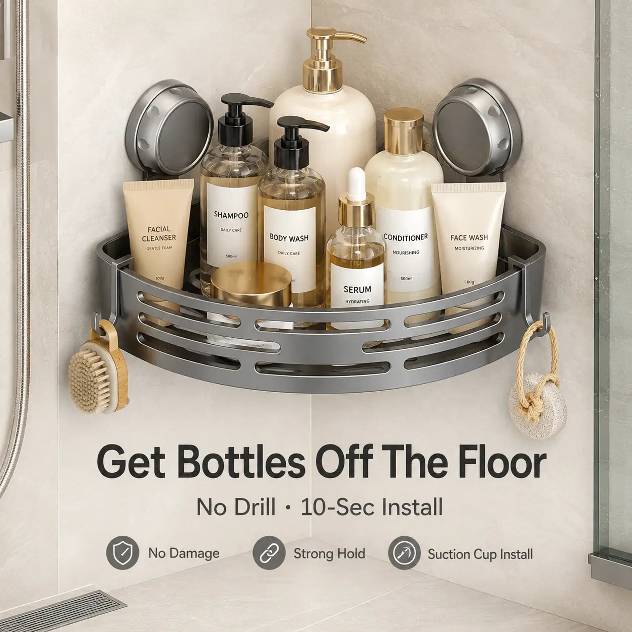 No-Drill Corner Shower Organizer