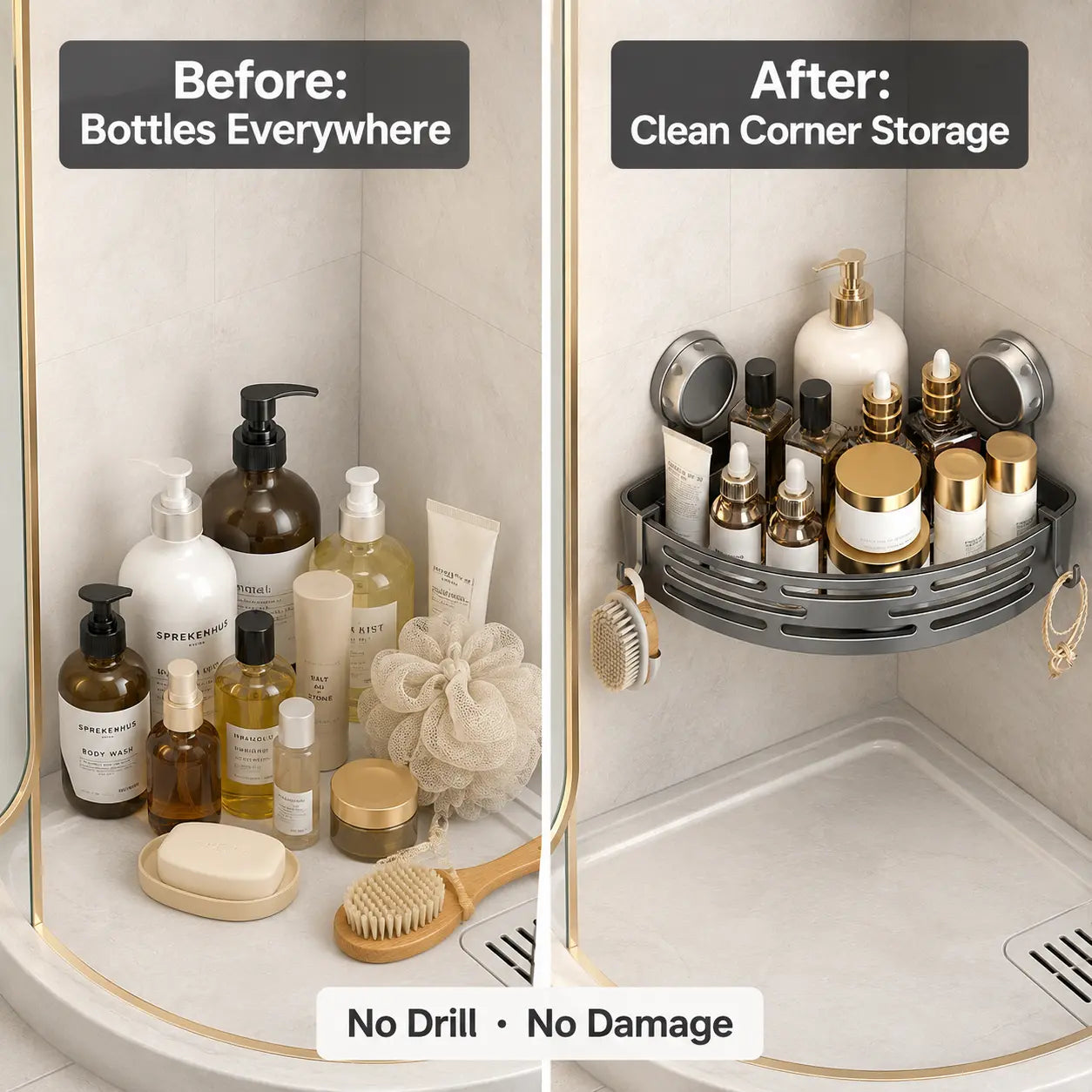 No-Drill Corner Shower Organizer