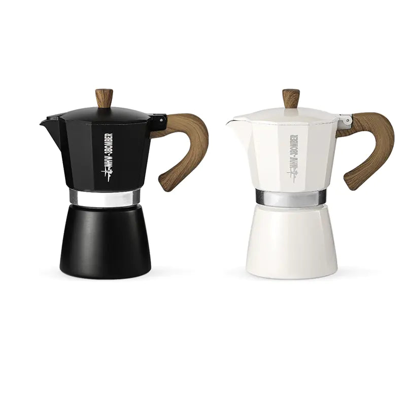 Vintage Wooden Handle Moka Pot for Coffee