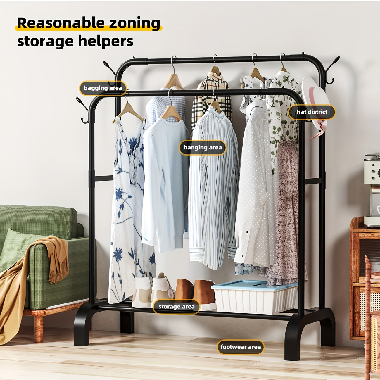 Metal Closet Rack with Durable Hangers