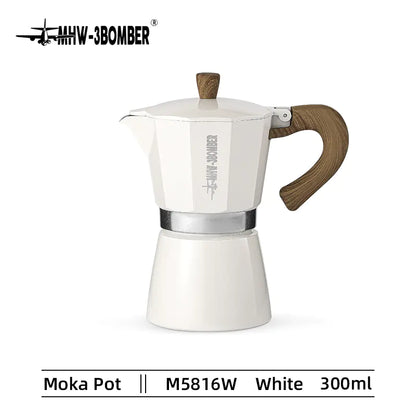 Vintage Wooden Handle Moka Pot for Coffee